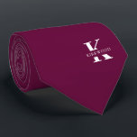 Boysenberry | Elegant Monogram Name | Two-Sided Tie<br><div class="desc">An elegant two-sided necktie featuring a bold white monogram across a Boysenberry purple background. On top of this monogram sits your first or last name spelled out in all capitals. If you prefer a bolder look for the personal name inside of the large letter you can do the following: Use...</div>