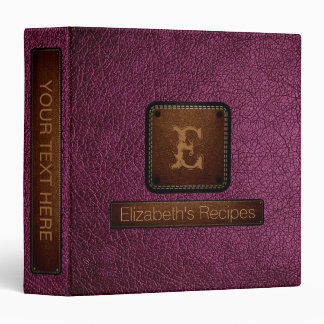Boysenberry Leather Elegant Monogram Binder