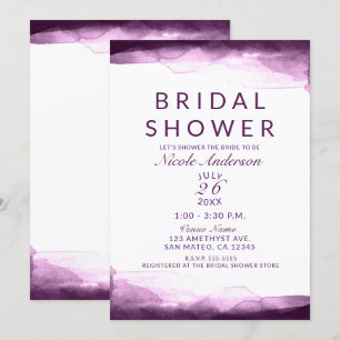 Boysenberry Purple Watercolor Modern Bridal Shower Invitation