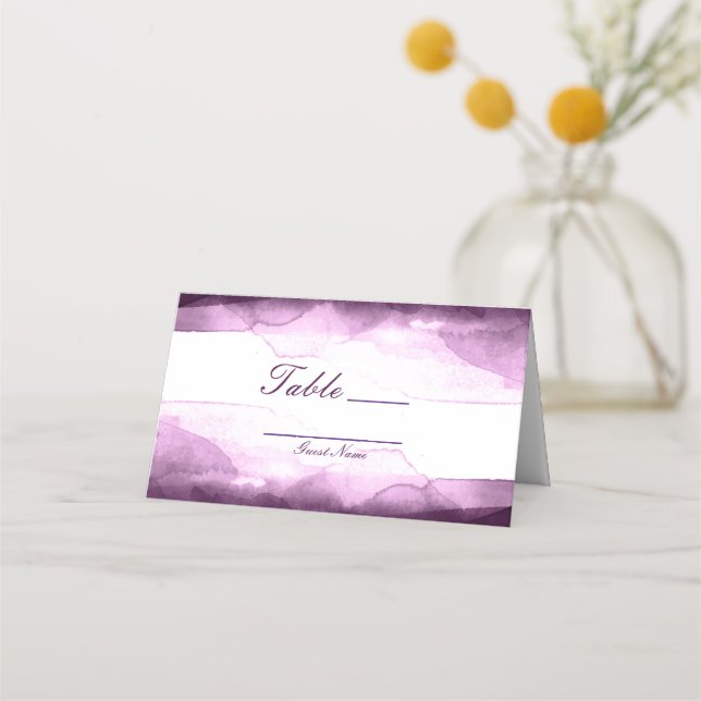 Boysenberry Purple Watercolor Table Number Seating Place Card (Front)