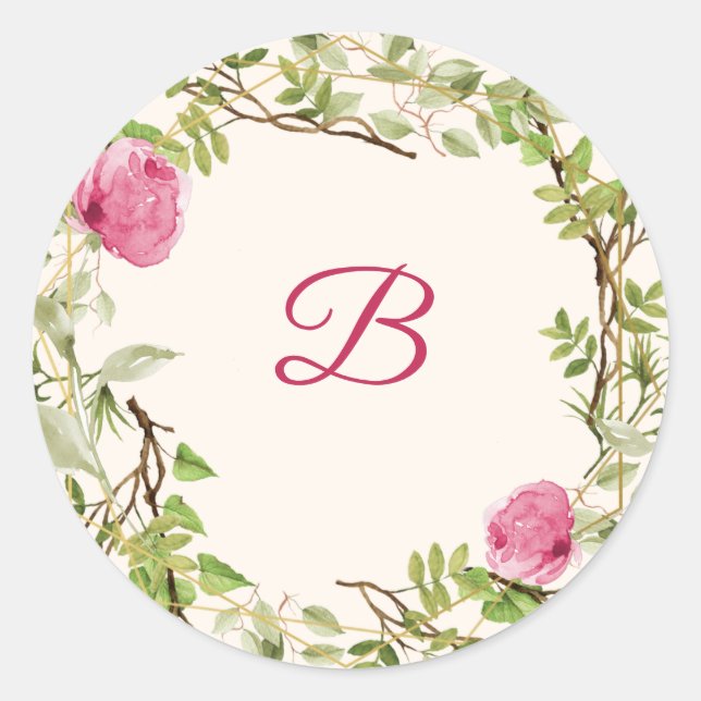 Boysenberry rose floral wedding sticker (Front)
