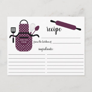 Boysenberry White Apron Kitchen Tools Recipe Card