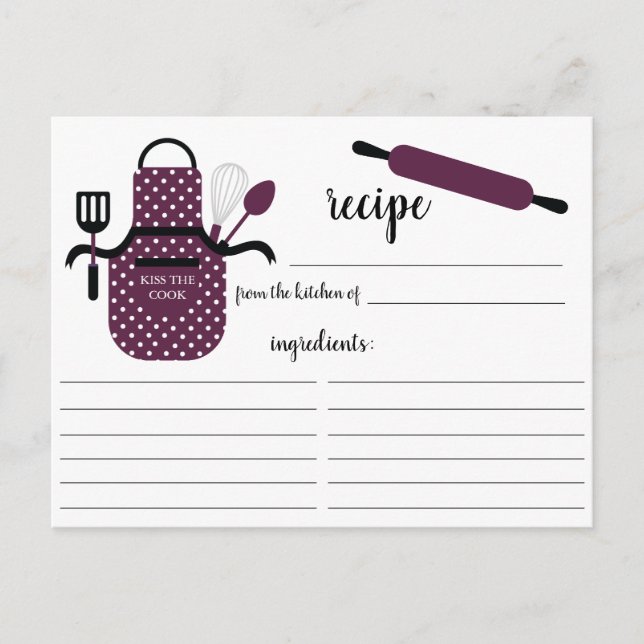 Boysenberry White Apron Kitchen Tools Recipe Card (Front)