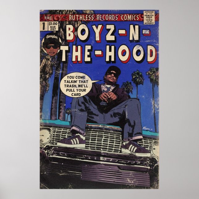 Boyz In The Hood  Hip Hop Comic Art Poster (Front)
