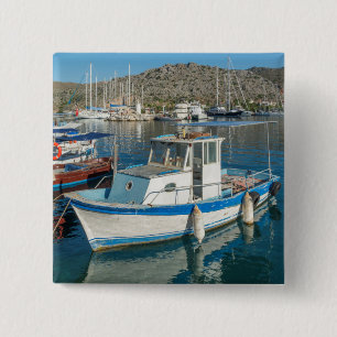 Bozburun Harbour Near Marmaris, Turkey 2 Inch Square Button