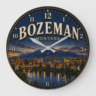 Bozeman Montana Big Sky Country Mountain Decor Large Clock