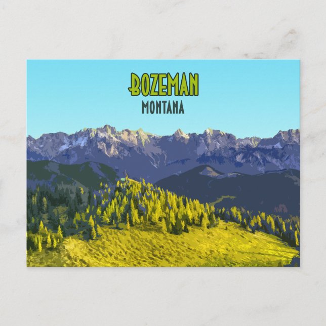 Bozeman Montana Mountains Vintage Postcard (Front)