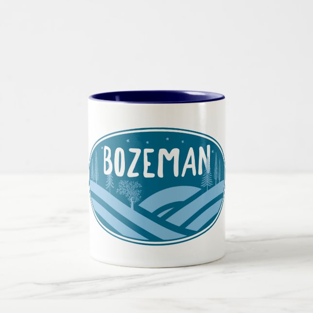 Bozeman Montana Outdoors Two-Tone Coffee Mug (Center)