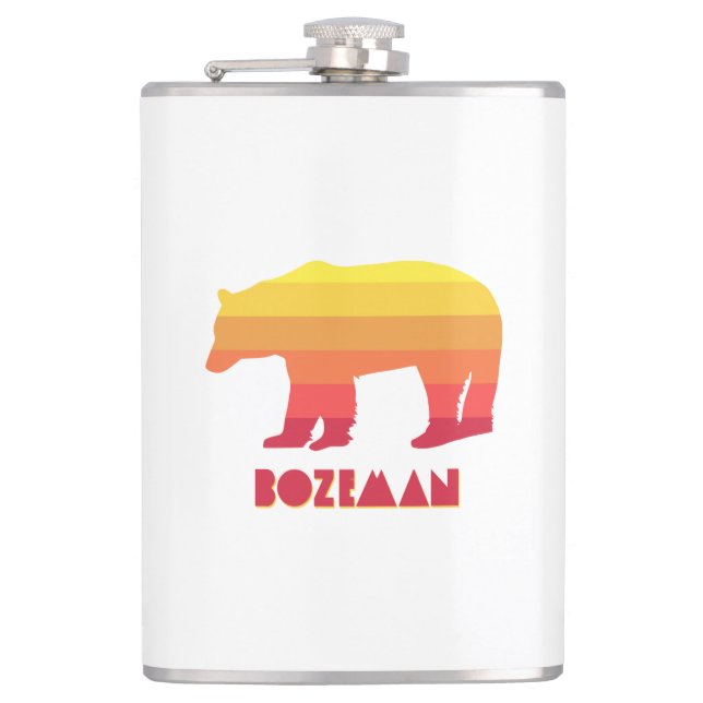 Bozeman Montana Rainbow Bear Hip Flask (Front)