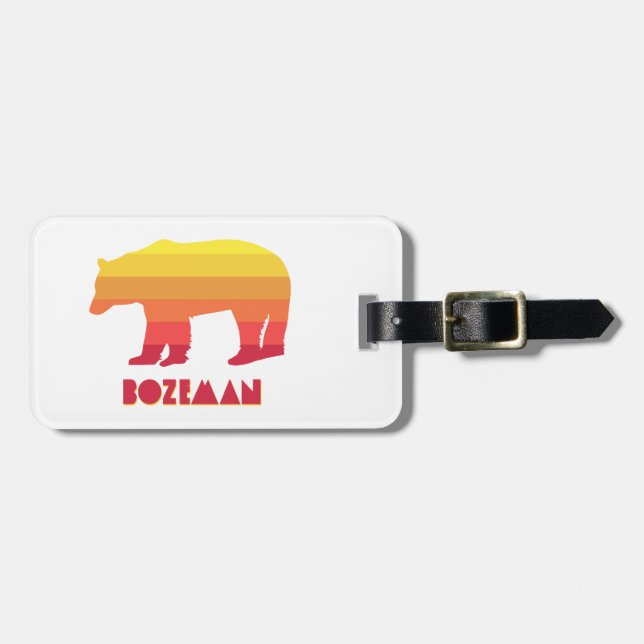 Bozeman Montana Rainbow Bear Luggage Tag (Front Horizontal)