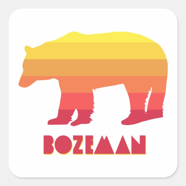 Bozeman Montana Rainbow Bear Square Sticker (Front)