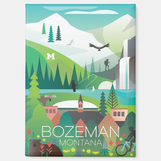 Bozeman, Montana Refrigerator Magnet (Front)