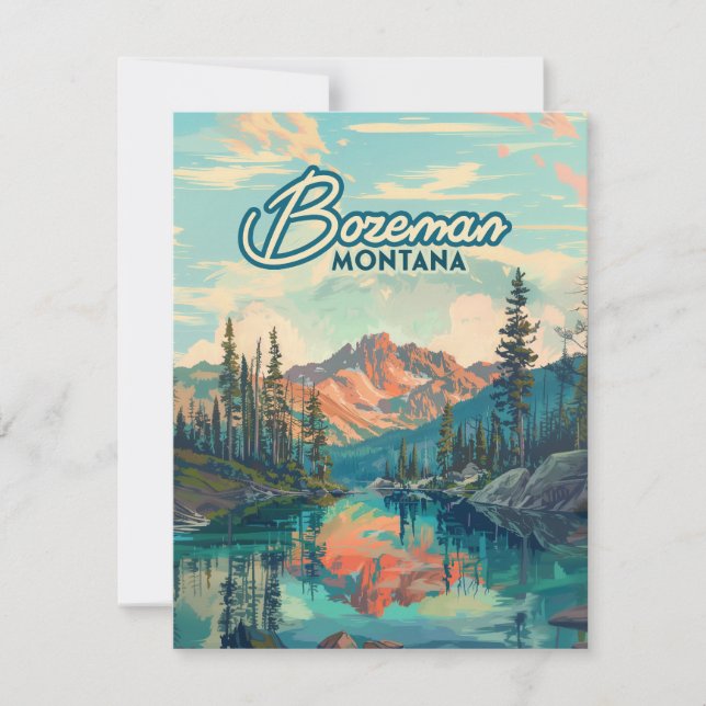 Bozeman Montana Rocky Mountains Vintage Card (Front)
