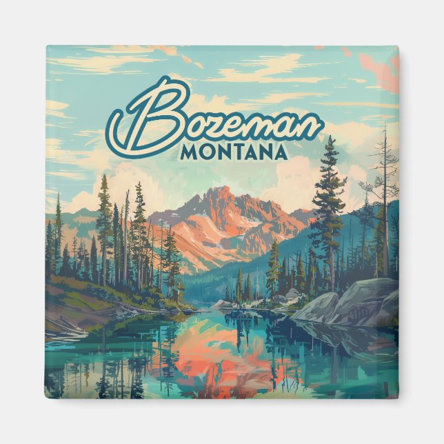 Bozeman Montana Rocky Mountains Vintage Magnet (Front)