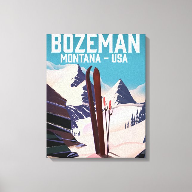 Bozeman Montana ski poster Canvas Print (Front)