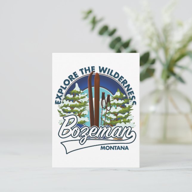 Bozeman Montana ski poster logo Postcard (Standing Front)