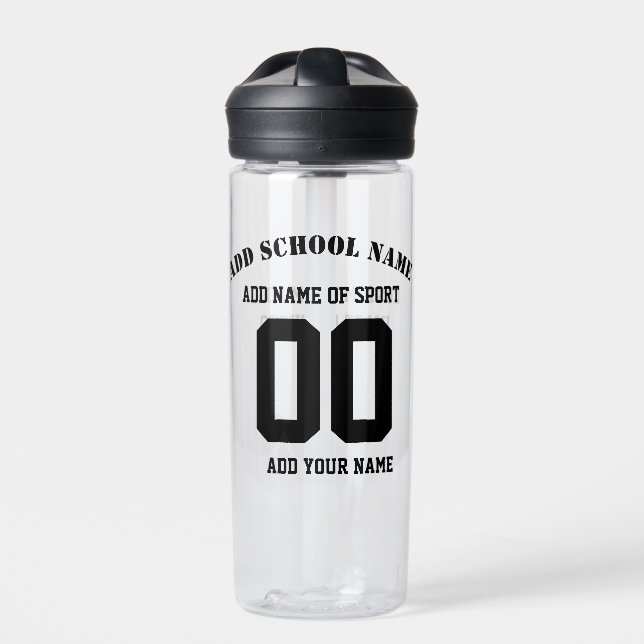 BPA-free Personalized Sports Team Name Water Bottle (Front)