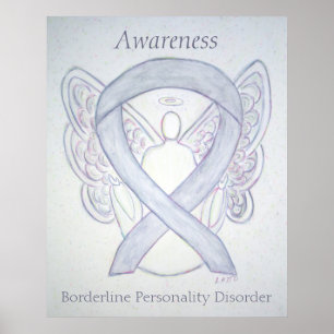 BPD Sensibilisation Angel Gris Ribbon Art Poster I