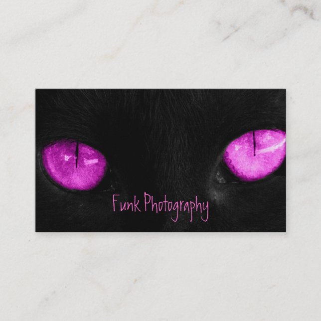 BPUR Black Cat Purple Eyes Business Card (Front)