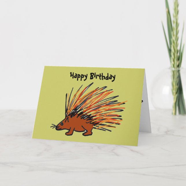 BQ - Funny Porcupine Carte d'anniversaire (Devant)