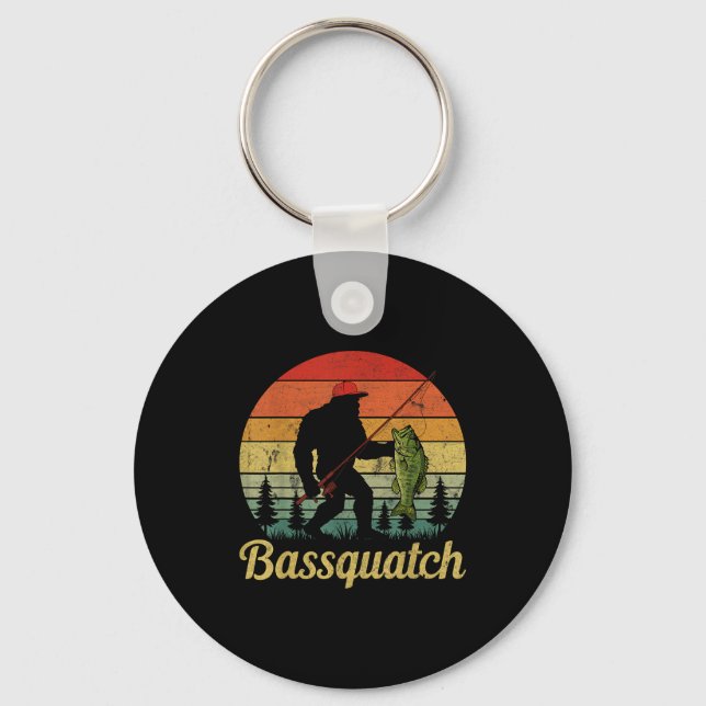 Bquatch B Fishing Humor Bigfoot Ufo Sasquatch  Keychain (Front)