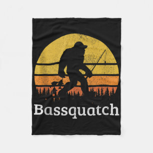 Bquatch Funny B Fishing Sasquatch Bigfoot Vintage  Fleece Blanket