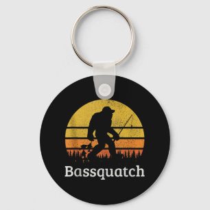 Bquatch Funny B Fishing Sasquatch Bigfoot Vintage Keychain