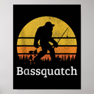 Bquatch Funny B Fishing Sasquatch Bigfoot Vintage  Poster