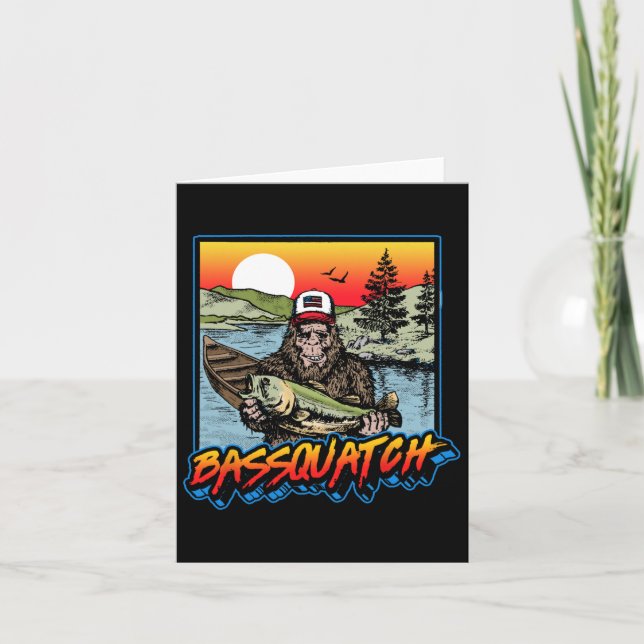 Bquatch! Funny B Fishing Sasquatch Retro 80s Fishe Card (Front)