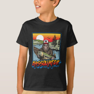 Bquatch! Funny B Fishing Sasquatch Retro 80s Fishe T-Shirt