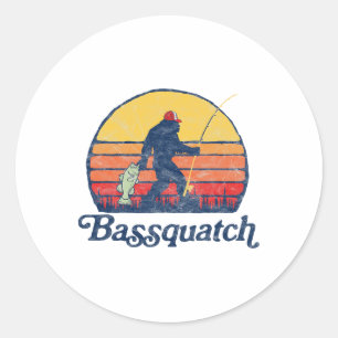 Bquatch! Funny Bigfoot Fishing Outdoor Retro 1 Classic Round Sticker