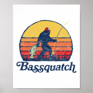 Bquatch! Funny Bigfoot Fishing Outdoor Retro 1  Poster