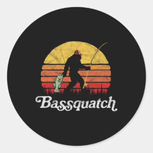 Bquatch! Funny Bigfoot Fishing Outdoor Retro Classic Round Sticker