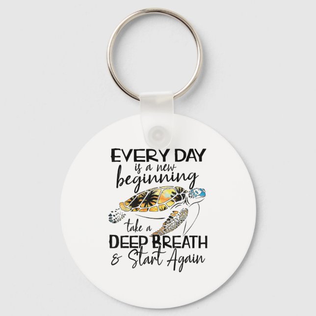 Bqwq Turtle Every Day Is A New Beginning Motivatio Keychain (Front)