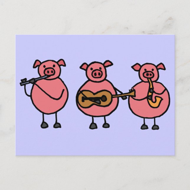 BR- 3 Petites cartes postales de petits cochons mu (Devant)