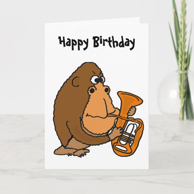 BR- Gorilla Playing Tuba Birthday Card (Front)