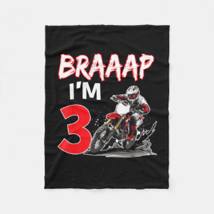 Braaap 3 years old motocross dirt biker 3rd fleece blanket