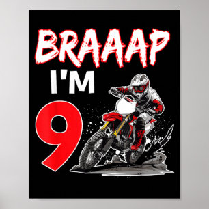 Braaap 9 years old motocross dirt biker 9th poster
