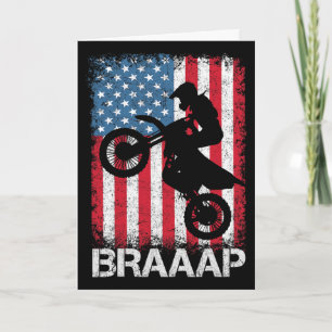 Braaap Vintage Usa American Flag Tee Motocross Dir Card
