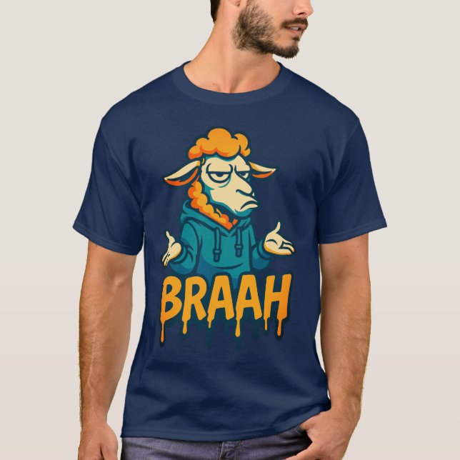 BRAAH Funny Sheep Hoodie Meme T-Shirt (Front)