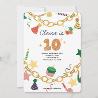 Bracelet charme 10e anniversaire Invitation de fêt