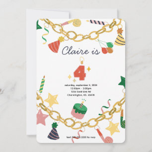 Bracelet de charme 4e anniversaire Invitation de f