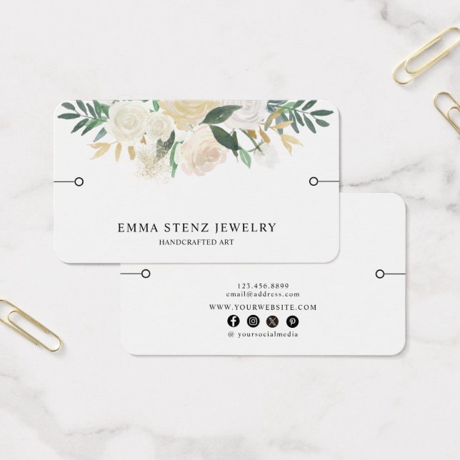 Bracelet Display Card • Elegant Watercolor Floral (Office)