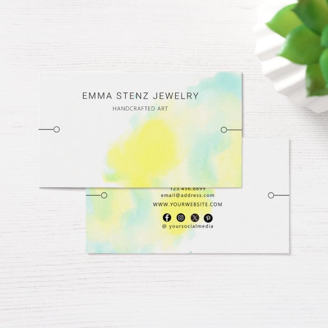 Bracelet Display Card • Serene Watercolor Splash (Desk)