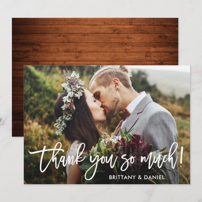 Bracelet Merci en bois tellement de Mariage carte (Devant / Derrière)