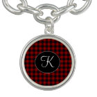 Plaid buffalo rouge et noir monogrammé personnalis