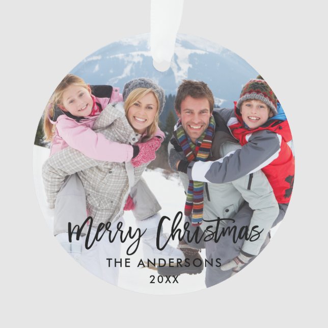 Bracelet Script de Noël Famille Photo Blanc Ruban (devant)