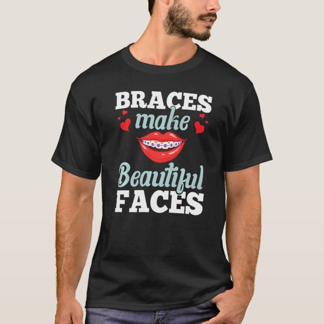 Braces Dental Orthodontic Colours Teeth Brush Assi T-Shirt (Front)