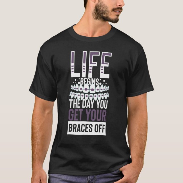 Braces Dental Orthodontic Colours Teeth Brush Assi T-Shirt (Front)