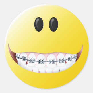 Braces Face Classic Round Sticker